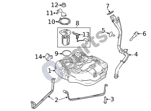 Ford Focus degalų talpykla (1) – schema