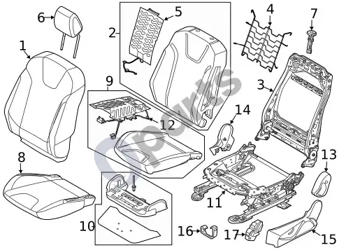 Ford Focus elektrinės sėdynės – schema