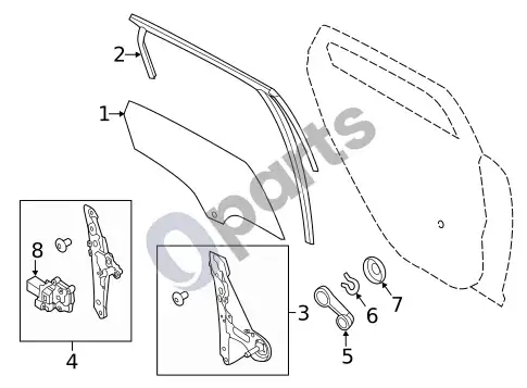 Ford Focus stiklas – galinės durys (1) – schema