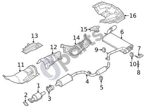 Ford Focus išmetimo sistemos komponentai (1) – schema