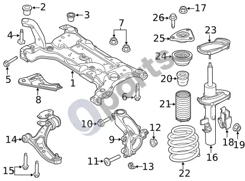 Ford Focus pakabos komponentai (1) – schema