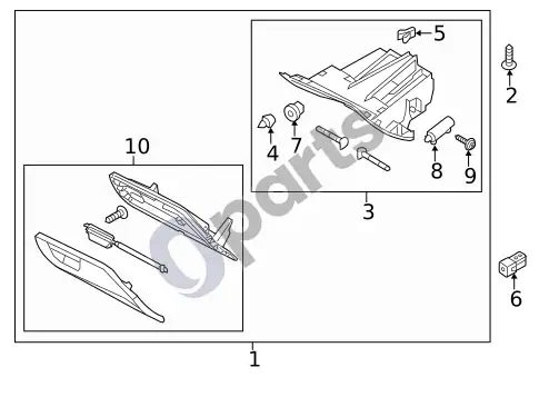 Ford Focus pirštinių dėžutė (1) – schema