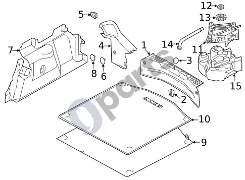 Ford Focus salono apdaila – galinė kėbulo dalis (1) – schema