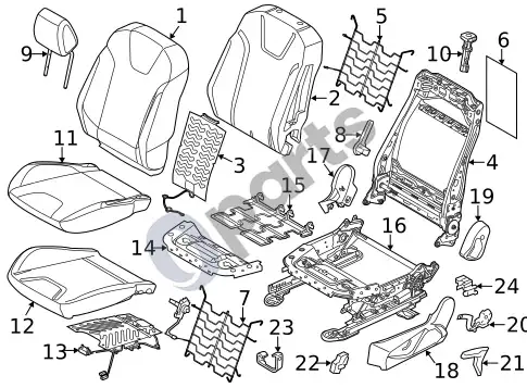 Ford Focus sėdynės (1) – schema
