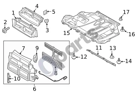 Ford Focus purslų apsaugos (1) – schema