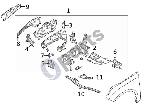 Ford Focus konstrukciniai komponentai ir sijos (1) – schema