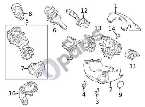 Ford Focus jungiklių ir svirtelių apdaila (1) – schema