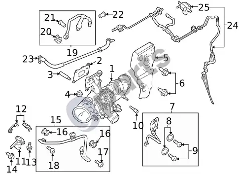 Ford Focus turbokompresorius – schema