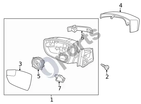 Ford Focus veidrodėliai – schema