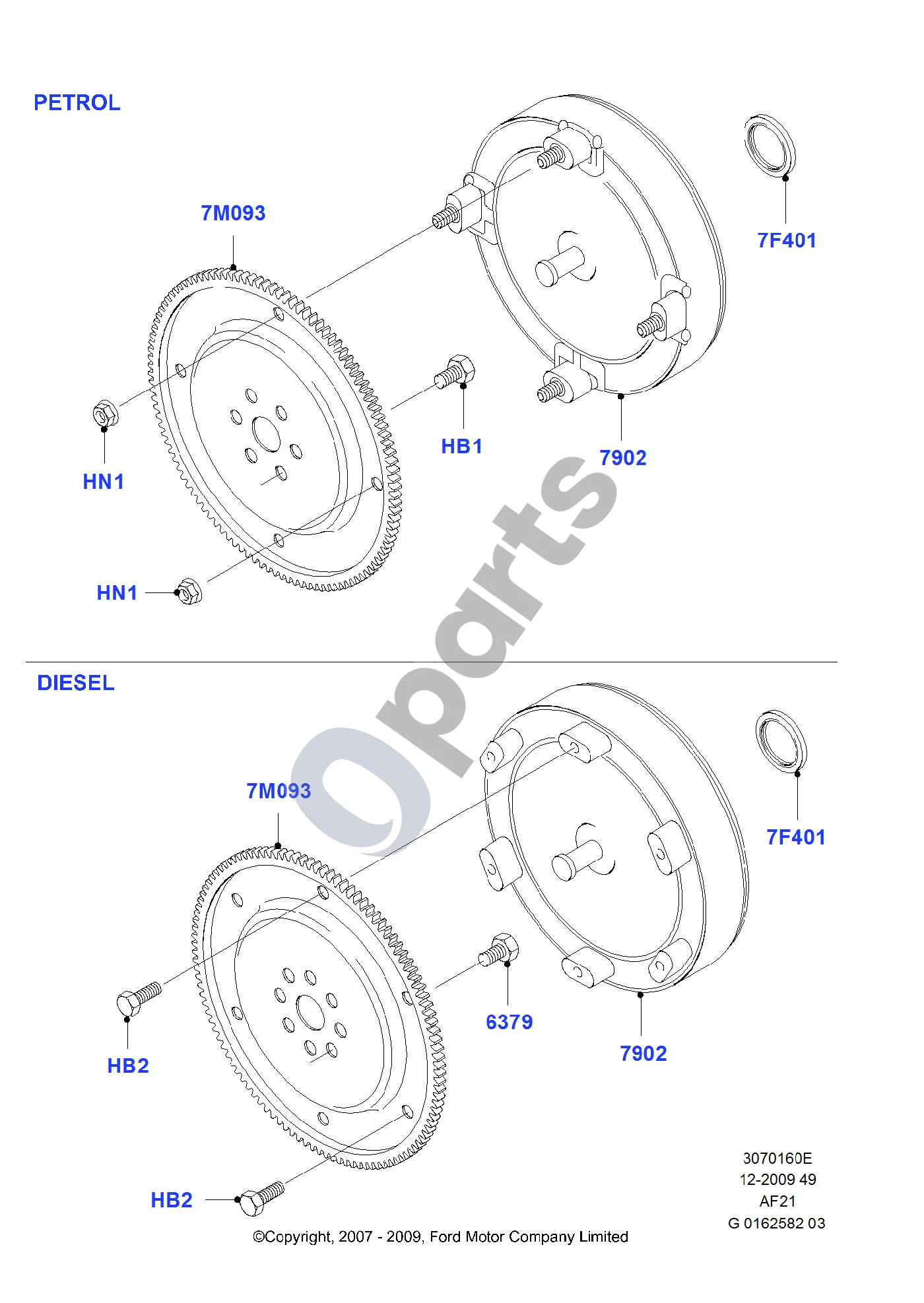 Ford Mondeo Mk III (2000–2007) Keitiklis (2007) schema – pozicija 6379: Varžtas – šešiakampe galvute (M9 X 24MM)