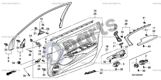 Honda Accord durų apmušalas – schema