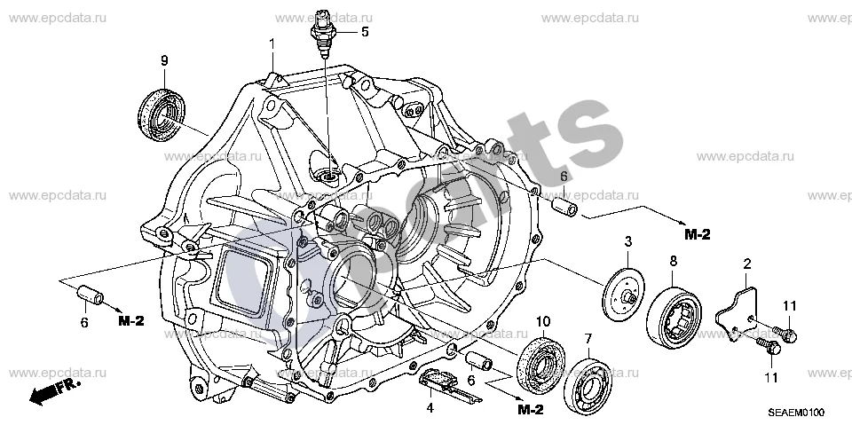 Honda Accord (2008–2016) Sankabos korpusas (K20Z2) schema – pozicija 9: Alyvos sandariklis, 35X58X8 (NOK)