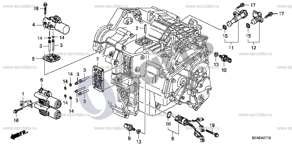 Honda Accord (2008–2016) Solenoidas schema – pozicija 9: Automatinės pavarų dėžės alyvos slėgio jungiklis, mazgas (TEXAS INSTRUMENTS JAPAN)