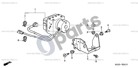 Honda Civic ABS modulatorius – schema
