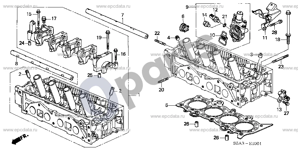 Honda Civic (2001–2005) Cilindrų galvutė (VTEC, D17A9) schema – pozicija 9: Skirstomojo vožtuvo mazgas
