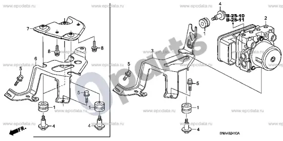 Honda Civic ABS modulatorius – schema