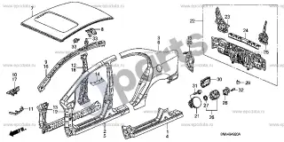Honda Civic (2006–2011) Išoriniai skydai / galinis skydas – schema