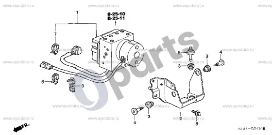 Honda CR-V ABS modulatorius – schema