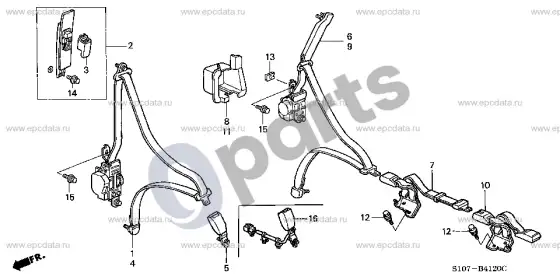 Honda CR-V saugos diržai – schema