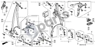 Honda CR-V (2007–2012) Saugos diržai – schema
