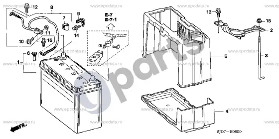 Honda FR-V akumuliatorius – schema