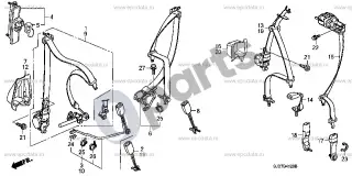 Honda FR-V (2004–2009) Saugos diržai – schema