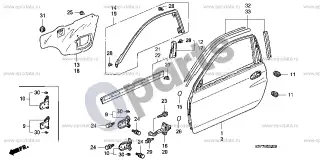 Honda Insight Durų plokštės – schema