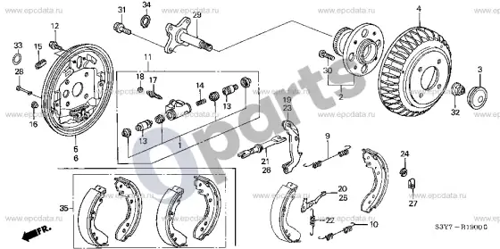 Honda Insight galinis stabdys – schema