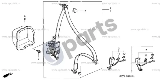 Honda Insight saugos diržai – schema