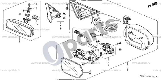 Honda Insight veidrodis – schema