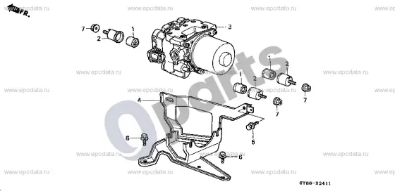 Honda Integra ABS modulatorius – schema