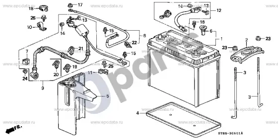 Honda Integra akumuliatorius – schema