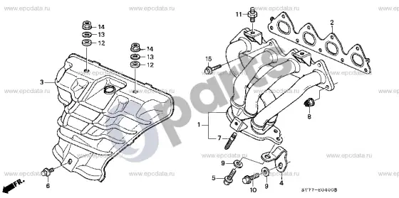 Honda Integra išmetimo kolektorius – schema