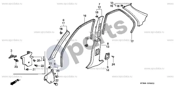 Honda Integra statramsčio apdaila – schema