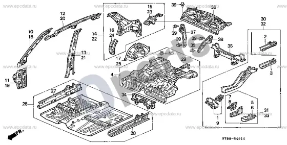 Honda Integra vidinės plokštės – schema