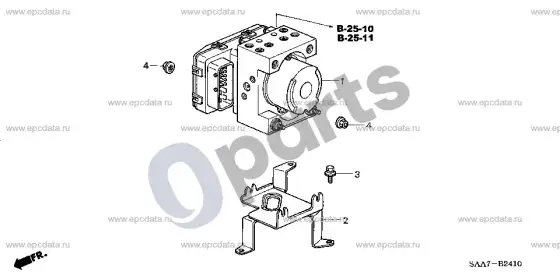 Honda Jazz ABS modulatorius – schema