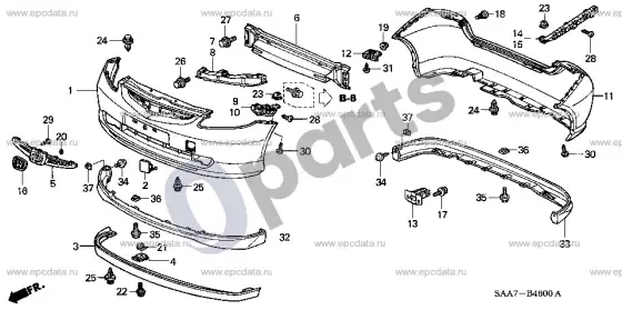 Honda Jazz bamperiai – schema