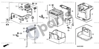 Honda Jazz (2008–2014) Akumuliatorius – schema