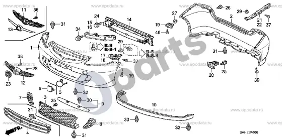 Honda Jazz bamperiai – schema