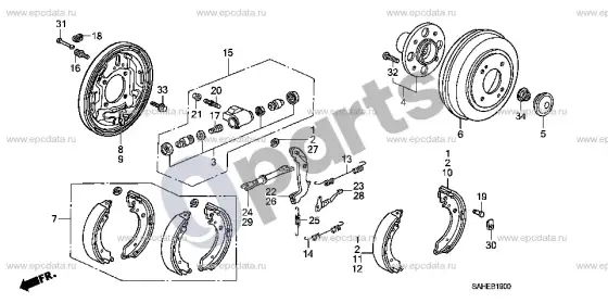 Honda Jazz galinis stabdys – schema