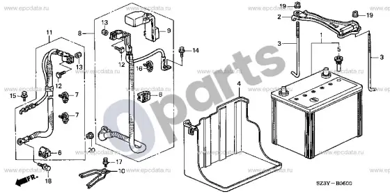 Honda Legend akumuliatorius – schema