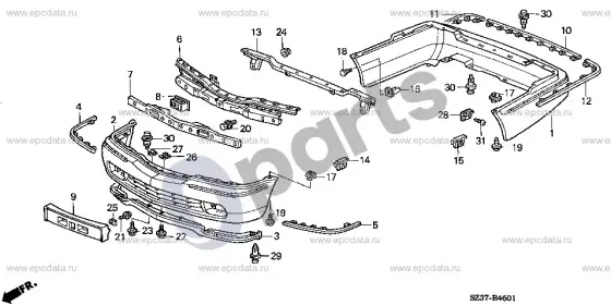 Honda Legend bamperiai – schema