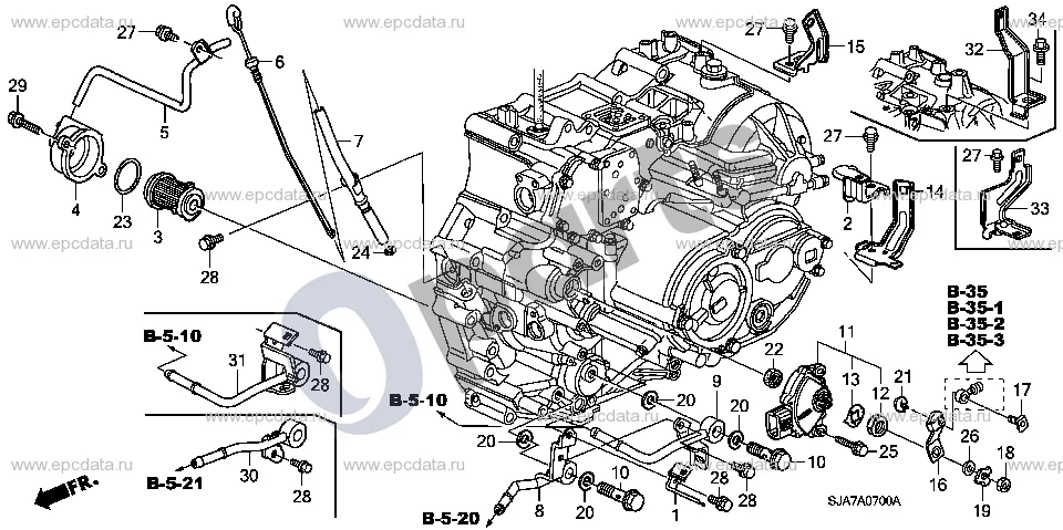 Honda Legend (2004–2008) ATF vamzdis (J35A8) schema – pozicija 11: Padėties jutiklis