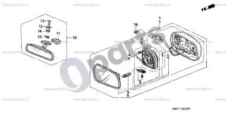 Honda NSX Veidrodis – schema