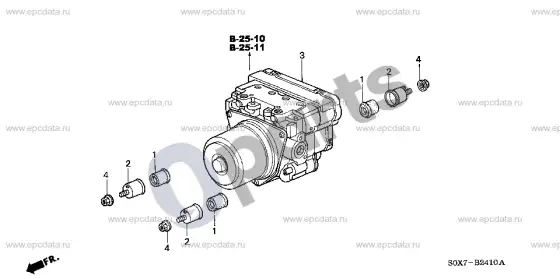 Honda Odyssey ABS modulatorius – schema