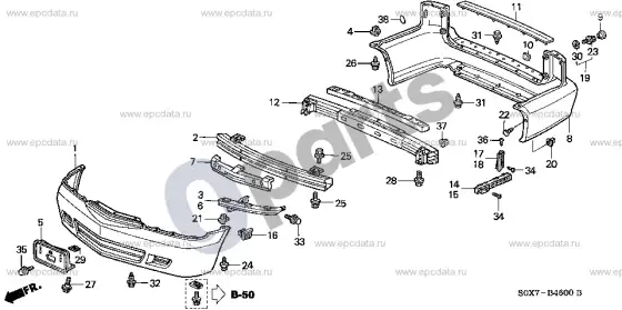 Honda Odyssey bamperiai – schema