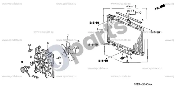 Honda Odyssey radiatorius – schema