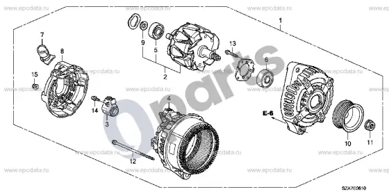 Honda Pilot II generatorius – schema
