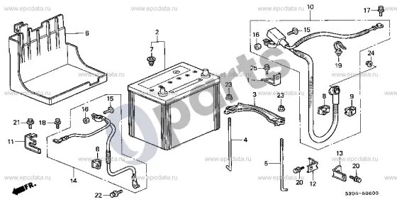 Honda Prelude akumuliatorius – schema