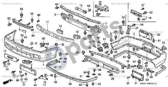 Honda Prelude bamperiai – schema